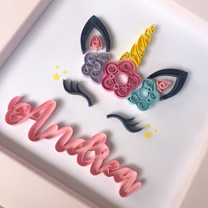 Unicorn Quilled Paper Artwork - Unique customized gift - Wall Art - Wall Decor - Quilling Art