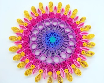 Quilled Paper Mandala Wall Art: Handmade 9x9 Home Decor