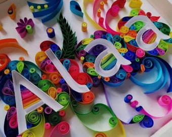 Quilled Name Paper Artwork - Unique customized gift - Wall Art - Wall Decor - Quilling Art - valentines gift - love - valentines day