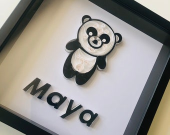 Quilled Paper Panda - Quilling Artwork - Customized Gift