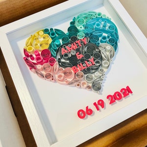 Wall Art - Home Decor - Frame - Gift Idea - Handmade - Paper Quilling - Heart - Anniversary - personalized - Wall Hanging - Birthday