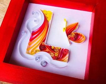 Quilled Letter Paper Artwork - Unique customized gift - Wall Art - Wall Decor - Quilling Art - valentines gift - love - valentines day