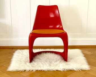 Red plastic cantilever chair by STEEN ØSTERGAARD for CADO, Denmark 1970s