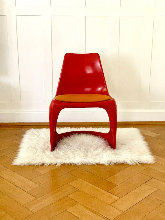 Red Plastic Cantilever Chair by STEEN ØSTERGAARD for CADO, Denmark