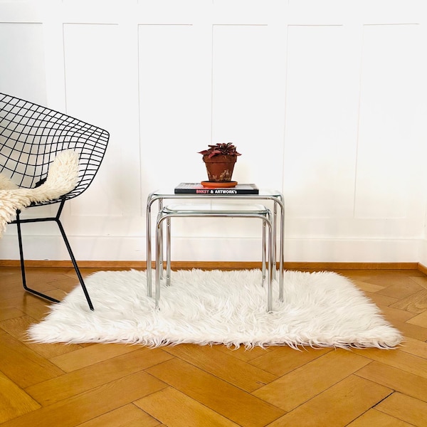 Reserved for Rosalie! Vintage Satztische Chrom mit Glasplatten – 2er Set Beistelltische, Mid-Century Stil 80er Jahre