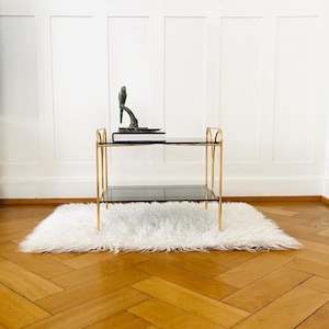 Original vintage side table made of brass and smoked glass by &quot;ILSE Möbel&quot;, Mid-Century Modern Germany 70s 80s