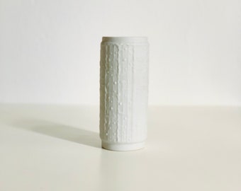Weiße Op-Art Bisquit Vase KPM Bavaria 668/1,  Deutschland 60er Jahre