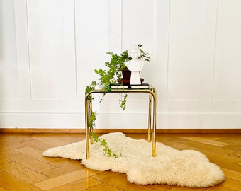 Side table made of brass and glass, vintage mid-century modern Germany 70s 80s