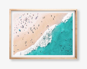 Aerial Beach Print, Beach Aerial View, Seaside Photo, People on Beach, Ocean Art, Coastal Wall Art, Beach Decor, Aerial Beach Photo