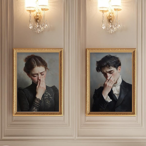 Funny Bathroom Art Print Set, Toilet Humour Gift, Vintage Painting, Stinky Bathroom Wall Art, Digital Download, Printable Wall Art