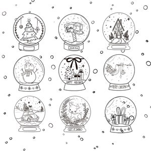 Christmas Clipart Black and White, Holiday Clipart, Snow Globe Png, Snowman Clipart, Snow Globe Christmas, Winter Clip Art