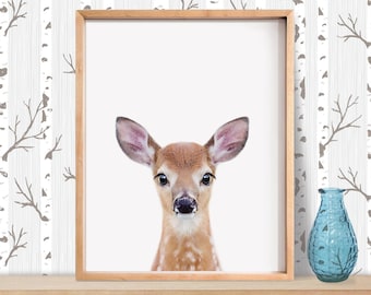 Baby Deer Print, Printable Art, Woodland Nursery Decor, Baby Animals, Woodland Animals Print, Kids Room Decor, Deer Print, Deer Wall Art