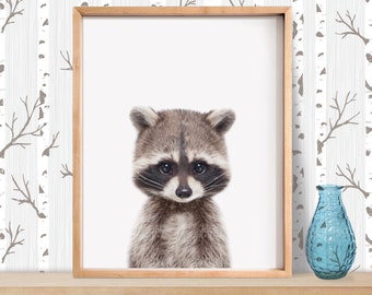 Raccoon Print, Woodland Nursery, Printable Art, Woodland Animals, Animal Print, Woodland Baby Shower, Baby animals, Nursery Wall Art