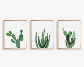 Set di 3 Cactus Print, Cactus Wall Art, Succulent Print, Desert Cactus Printable, Cactus Print Set, Nature Wall Art, Botanical Print