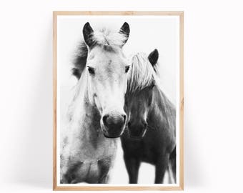 Horse Printable Art, Horses Wall Decor, Horse Print, Scandi Print, Horse Art Poster, Digital Print, Wall Art, Black and White Horse Print