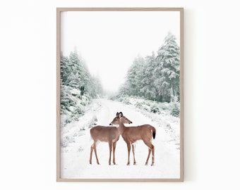 Christmas Prints, Deer Print, Winter Print, Christmas Wall Art, Reindeer Print, Christmas Printable, Christmas Decor,