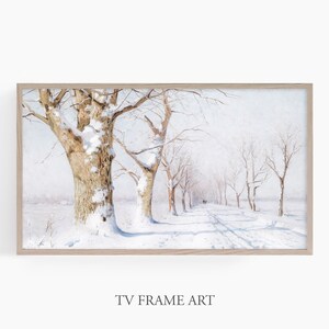 Frame TV Art, Winter Landscape, Vintage Painting, Frame TV Art Neutral, Digital Download