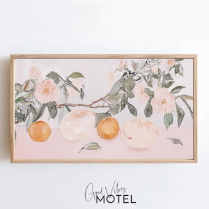 Citrus Painting TV Art for Samsung Frame, Minimalist Botanical TV Art, Pastel Summer Art for TV, Farmhouse Digital Download