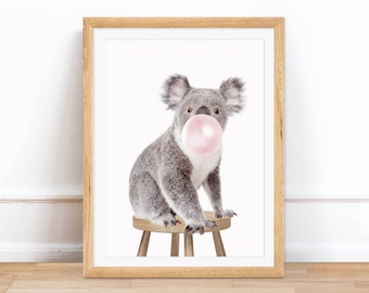 Koala Art Print, Nursery Decor, Koala Printable, Safari Animal Wall Art, Nursery Print, Baby Animal Portrait, Nursery Wall Printable