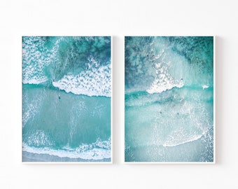 Surf Print Set of 2, Coastal Wall Art, Surf Printable, Ocean Wave Art Print, Beach Prints, California Poster
