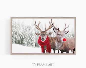 Frame TV Art Christmas, Digital Download, Frame TV Art Deer, Reindeers