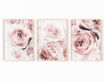 Floral Print Office Living Room Flower Photograph Farmhouse Art Romantic Wall Art for Bedroom Peony Flower Print Painterly Peonies