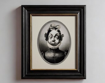 Funny Bathroom Print, Altered Vintage Portrait, Eclectic Victorian Wall Art, Quirky Antique Lady, Weird Bathroom Decor Download