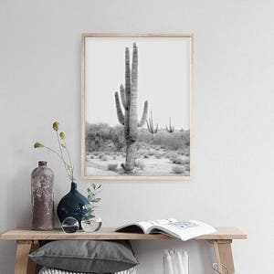 Cactus Photo, Black & White Cactus Print, Desert Art, Printable Wall Decor, Cactus Digital Download, South Western Decor, Desert Art Print image 3