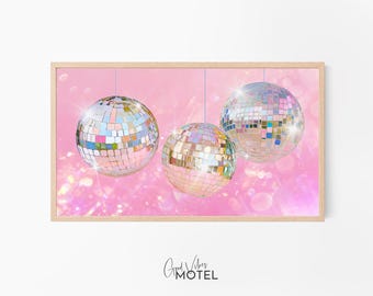 Frame TV Art Disco Ball, Mirror Ball Frame TV Screensaver, Pink Maximalist Painting, Trendy Dopamine Decor, Digital Download