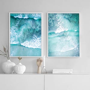 Ocean Art Print, Ocean Poster, Surf Art Print, Beach Surf Printable, Aerial Print, Ocean Wave Art, Modern Beach Print, Digital Printable image 5