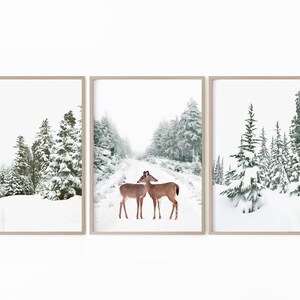 Winter Print Set of 3, Christmas Set of Prints, Winter Wonderland Printable Art, Christmas Prints, Winter Wall Art