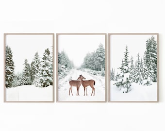 Winter Print 3er Set, Weihnachts Set Drucke, Winter Wonderland druckbare Kunst, Weihnachtsdrucke, Winter Wandkunst