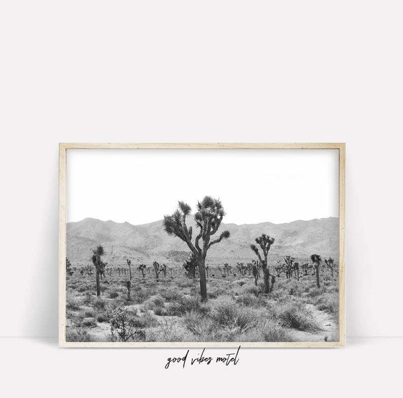Desert Decor Joshua Tree Poster- Black and White Art Print Desert Print Joshua Tree Wall Art Digital Printable Printable Art