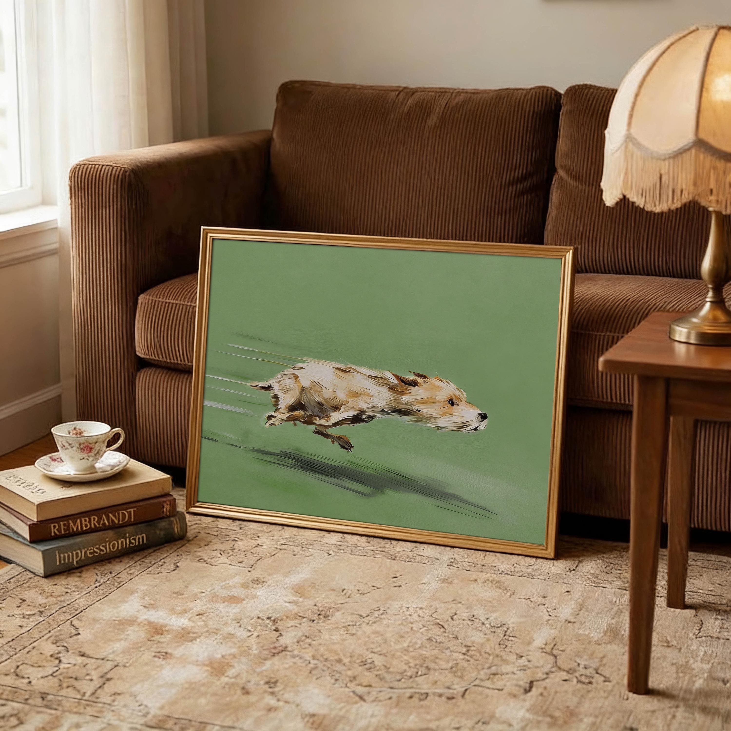 Vintage Running Dog Printable Wall Art, Puppy Zoomies Print, Antique ...
