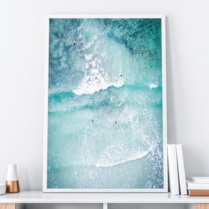Impresión de arte del océano, cartel del océano, impresión de arte de surf, surf de playa imprimible, impresión aérea, arte de la ola del océano, impresión de playa moderna, imprimible digital