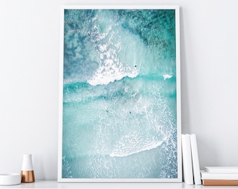 Ocean Art Print, Ocean Poster, Surf Art Print, Beach Surf Printable, Aerial Print, Ocean Wave Art, Modern Beach Print, Digital Printable