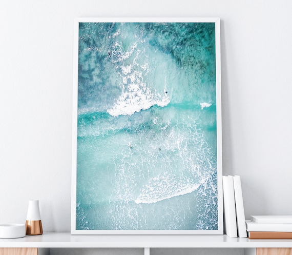 Ocean Art Print, Ocean Poster, Surf Art Print, Beach Surf Printable, Aerial Print, Ocean Wave Art, Modern Beach Print, Digital Printable