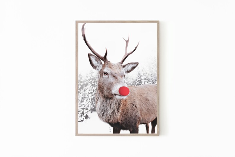Winter Theme Prints Set of 6 Winter Wall Art, Reindeer Print, Snowy ...