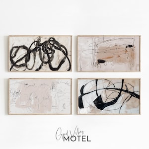Abstract Frame TV Art Bundle, Neutral Beige TV Download, Modern Minimal Tv Art Set, Farmhouse Decor TV Art, Boho Line Art Download