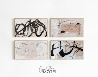 Abstract Frame TV Art Bundle, Neutral Beige TV Download, Modern Minimal Tv Art Set, Farmhouse Decor TV Art, Boho Line Art Download