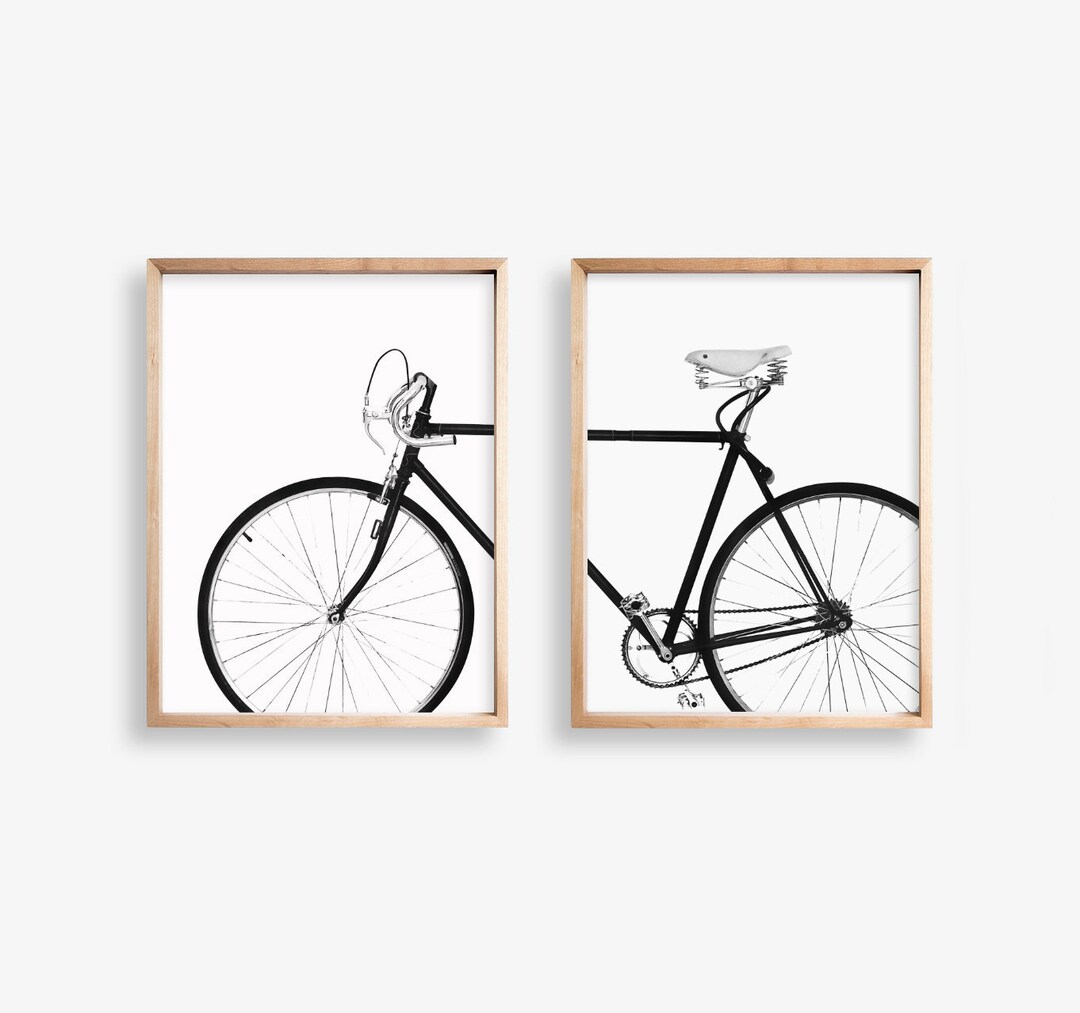 Bicycle Wall Art, Black and White Print, Set of 2 Print, Scandinavian ...