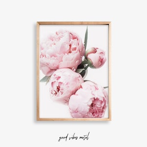 Peony Wall Art Floral Print Download, Peony Print Pink Wall Art, Flower Print Digital, Botanical Printable Art