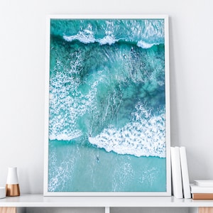 Ozean Kunstdruck, Ozean Wellen Kunst, Strand Surf Druckbare, Luftbild Druck, Surf Art Print, Ozean Poster, Moderner Strand Druck, Digitaldruck Bild 1