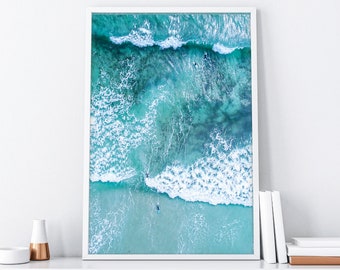 Ocean Art Print, Ocean Wave Art, Beach Surf Printable, Aerial Print, Surf Art Print, Ocean Poster, Modern Beach Print, Digital Printable
