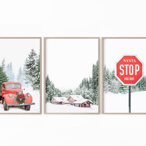 Winter Wonderland Printable, Winter Print Set of 3, Winter Theme Prints, Snowy Forest, Christmas Print, Holiday Wall Art