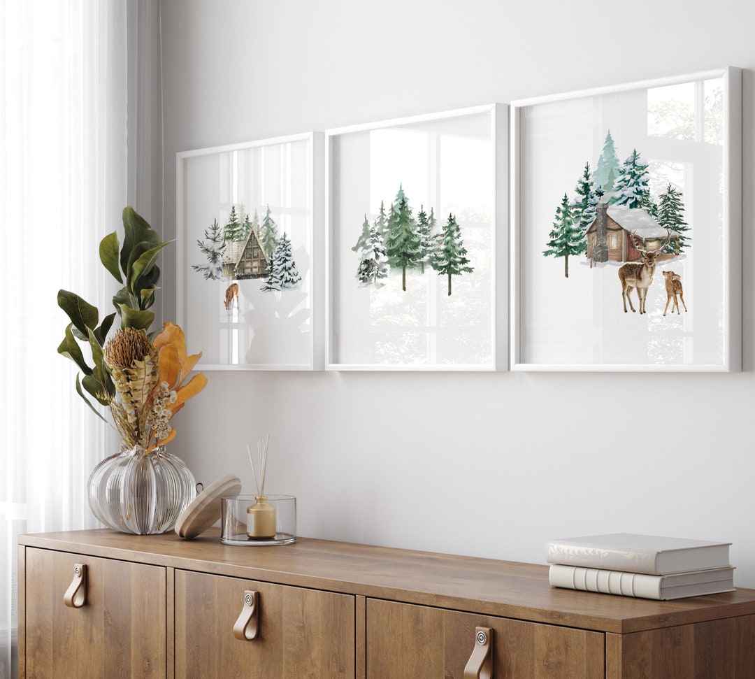 Christmas Prints Set of 3 Printable Christmas Wall Art Prints Winter ...