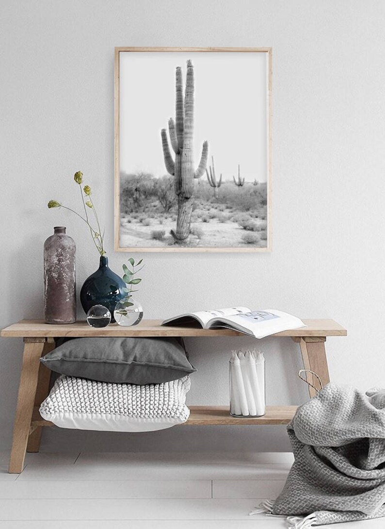 Cactus Photo, Black & White Cactus Print, Desert Art, Printable Wall Decor, Cactus Digital Download, South Western Decor, Desert Art Print image 3