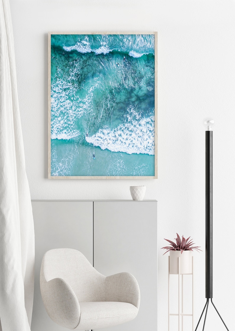 Ozean Kunstdruck, Ozean Wellen Kunst, Strand Surf Druckbare, Luftbild Druck, Surf Art Print, Ozean Poster, Moderner Strand Druck, Digitaldruck Bild 5