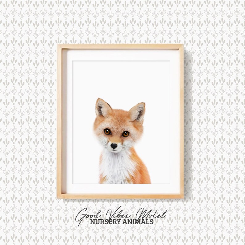 Fox Print Nursery Wall Art Baby Fox Print Nursery Wall Etsy