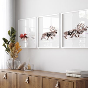 Set of 3 Christmas Prints, Santa Claus With a Sleigh, Winter Wall Art ...
